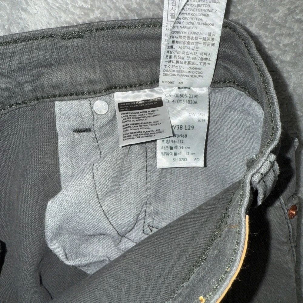 Levis 505 Regular Fit Denim Gray Jeans (38x25 CUSTOM) White Tab Straight Stretch